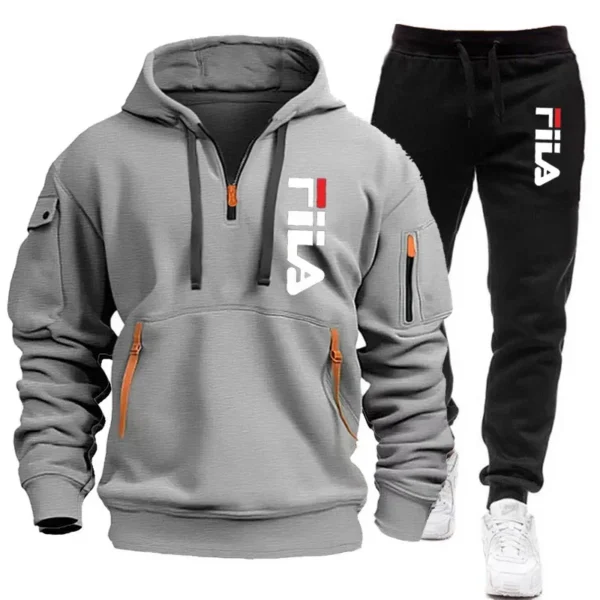 Autumn and winter hot selling men's hooded sweatshirt+casual pants two-piece outdoor multi pocket pullover and sports pants set