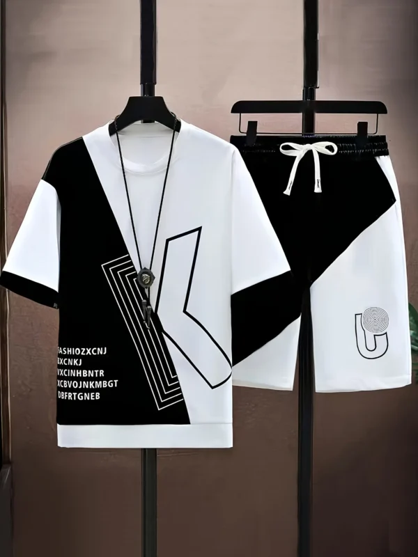 The new men's set for summer 2025 is stylish and cool with 3D printed letters It is lightweight breathable soft and comfortable