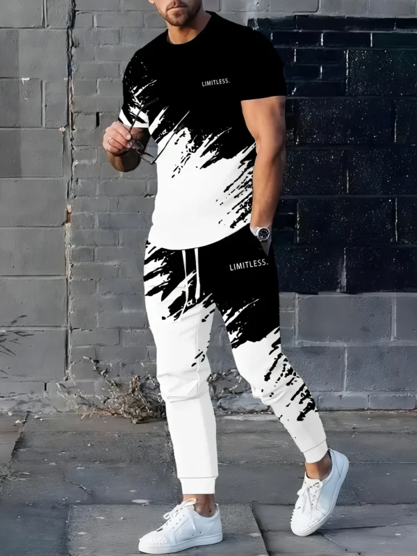 The men's summer set for 2025 is casual modern soft comfortable breathable lightweight and features 3D gradient printing